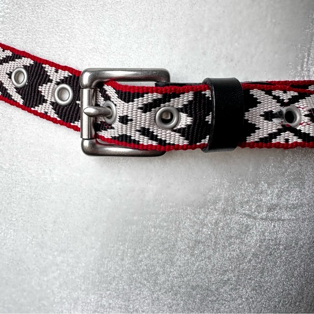 J. Crew Woven Black and Red Patterned Belt sz XS​​​‎